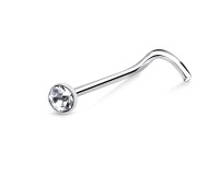 1.8mm Bezel Stone Silver Curved Nose Stud NSKB-56